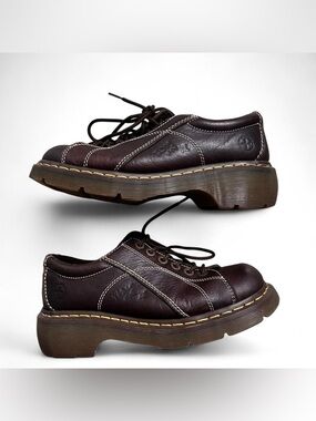Vintage Dr Martens Daisy Embossed Oxfords Dark Brown Women’s Size 9
